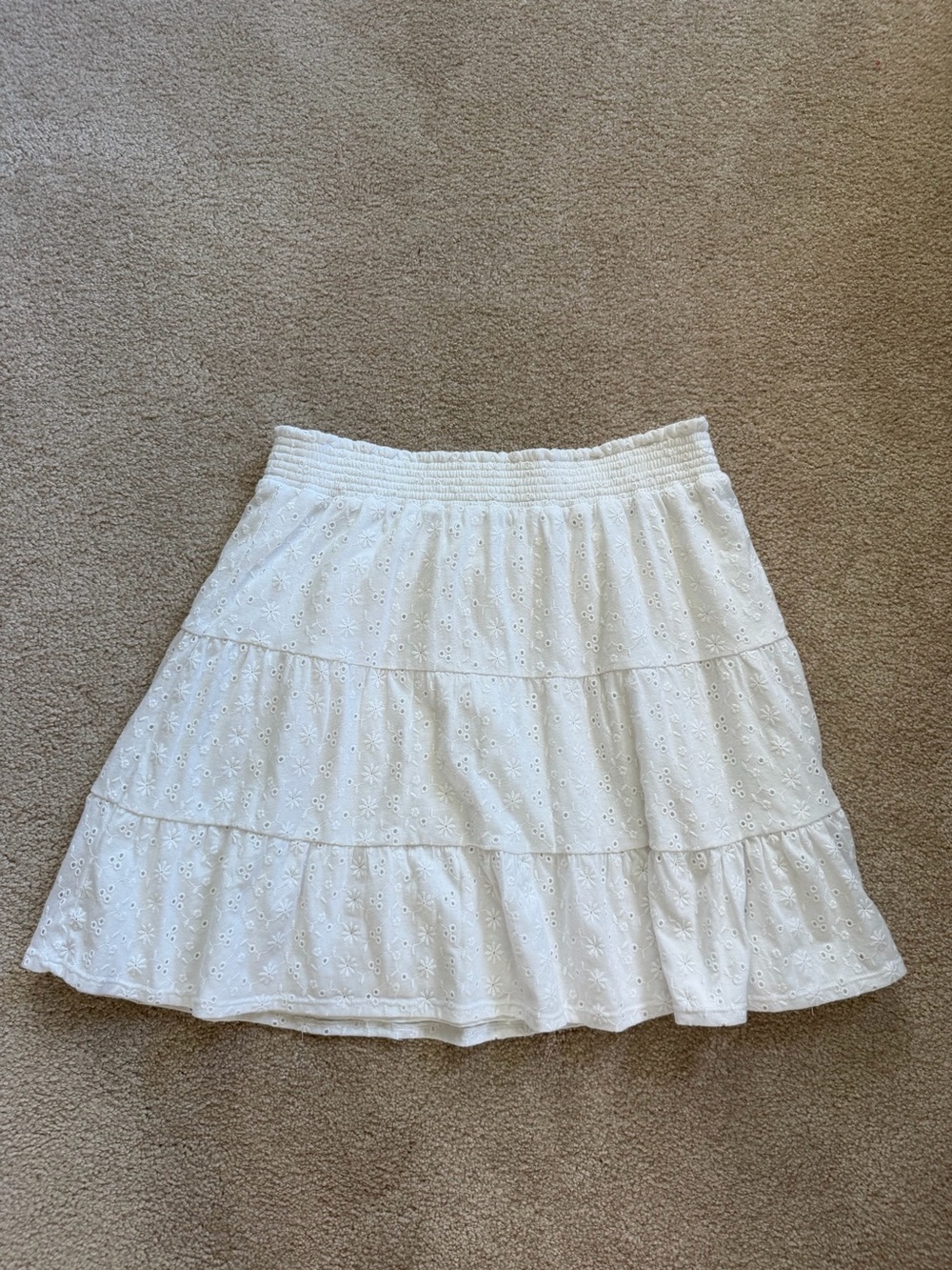 White Eyelet Tiered Skirt